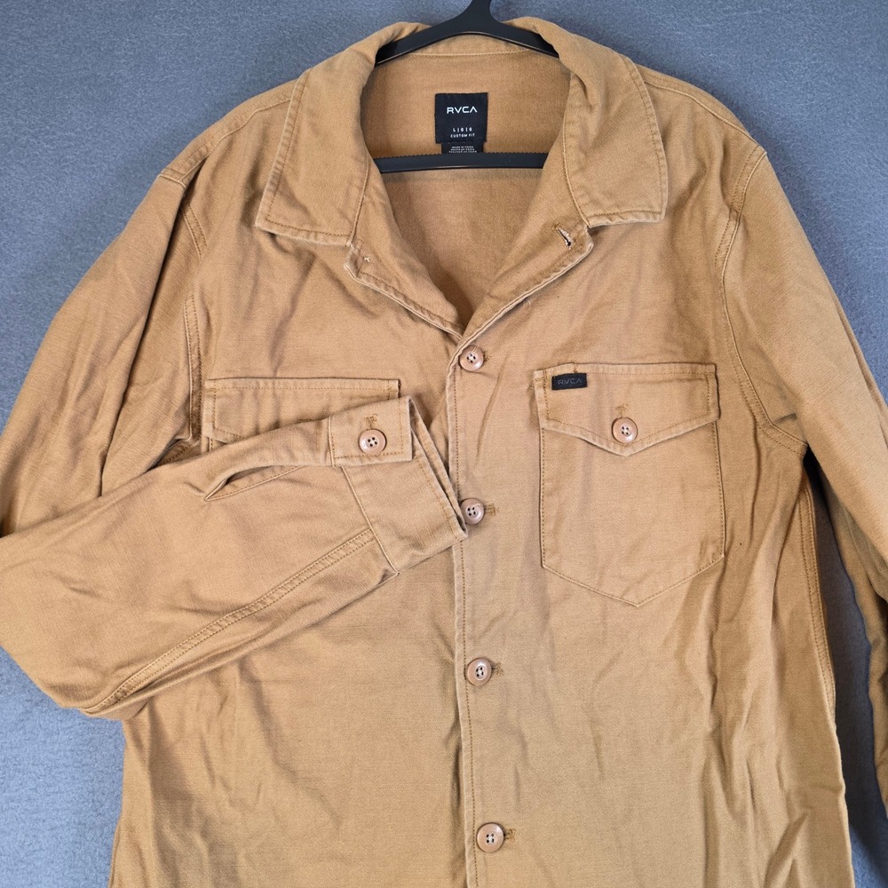 RVCA Shirt Jacket Mens Large Brown Canvas Custom Fit Shacket